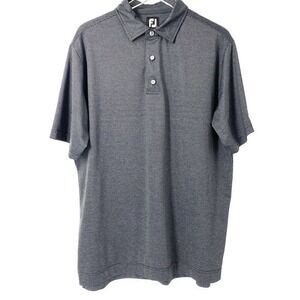 FJ FootJoy Men’s L Polo Style‎ Golf Shirt Performance Fabric Black/Gray Check